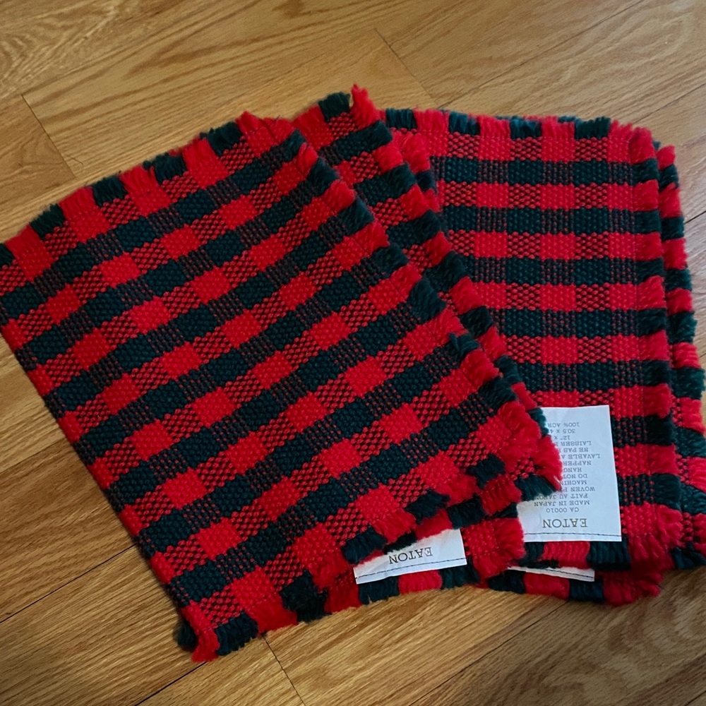 Vintage Eaton Red and Green Plaid Table Linens